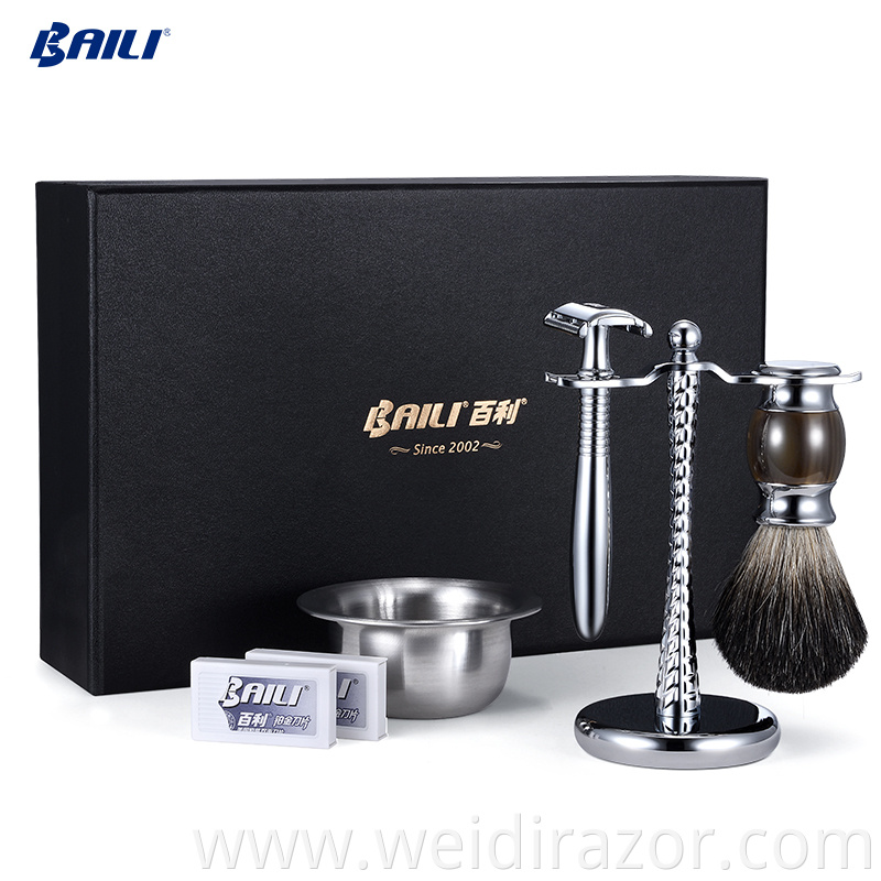 Wholesale Shaving Cleaning Brush Metal Shaving Bowl Badger Hair Travel Shaving Kits for Man